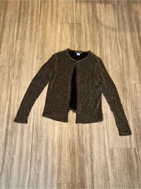 Vintage S.M.L DESIGN Metallic Gold Shimmer Cardigan Jacket ✨🖤